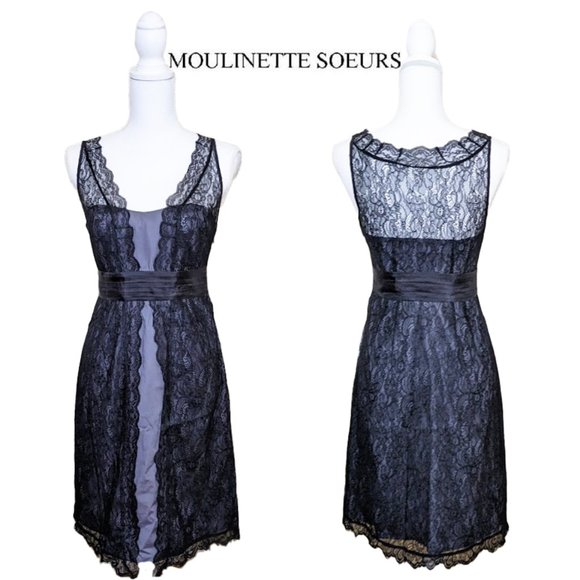 Anthropologie MOULINETTE SOEURS Shadow Canopy Black Lace Dress - Picture 1 of 9
